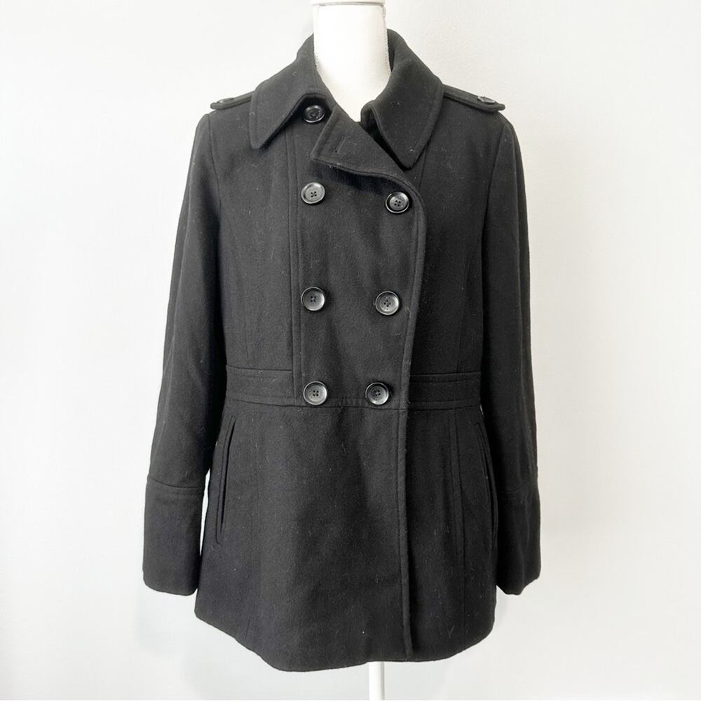 Michael Michael Kors black double breasted pea coat classiccore size large wool
